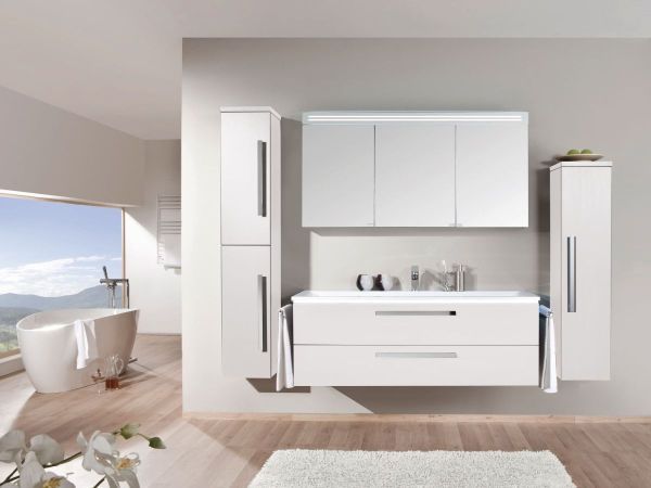 Комплект мебели Puris Star Line с раковиной из минерального литья, 1400 мм, цвет белый высокоглянцевый