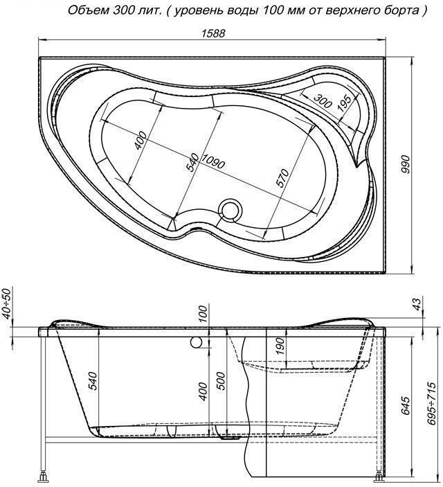 Акриловая ванна Aquanet Capri 160x100 R Акриловая ванна Aquanet Capri 160x100 R