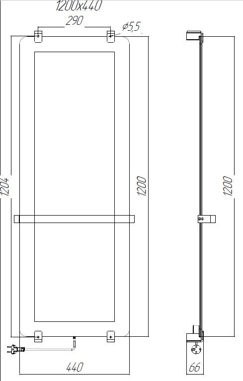 Полотенцесушитель электрический Allen Brau Infinity 120x44 с рейлингом 2.0 и креплением, медь браш