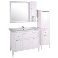 Тумба под раковину ASB-Woodline Гранда 105 Белая c серебряной патиной