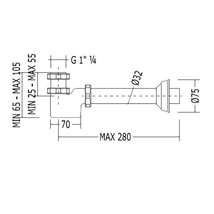 Devon Сифон для раковины/биде под донный клапан, 1 1/4&quot;, цвет: хром