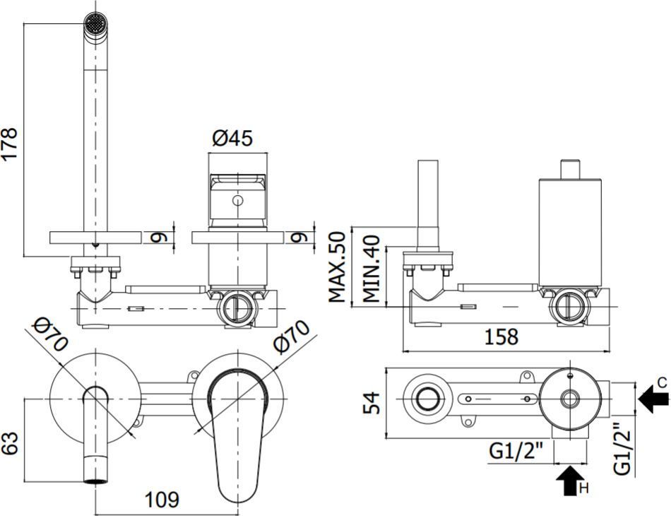 Смеситель для раковины Paffoni Green GR105CR70 (с внутренней частью) хром