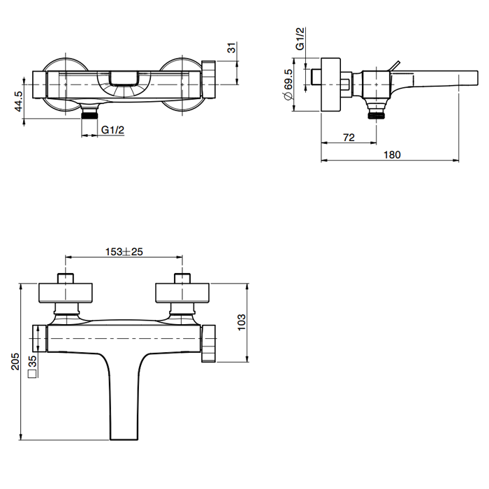 FIMA|Carlo Frattini Zeta Смеситель для ванны внешнего монтажа, цвет белый матовый