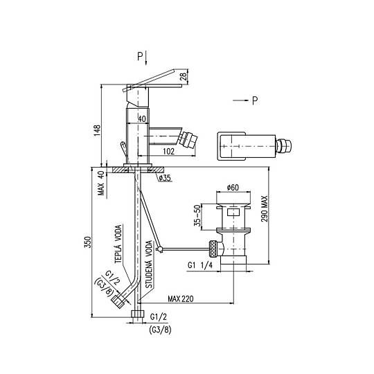 Смеситель для биде Rav Slezak Loira LR545.5KZ, золото, артикул LR545.5KZ
