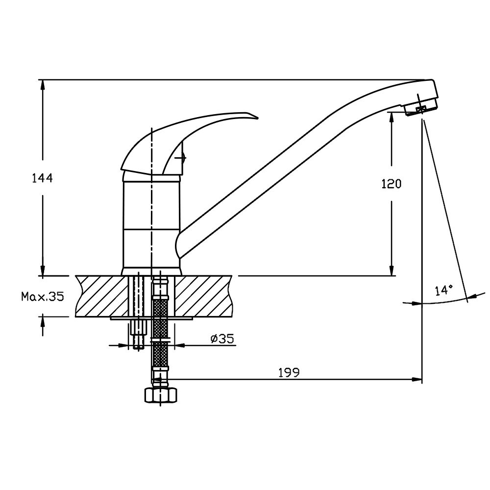 Смеситель для кухни GranFest Z-3321, черный