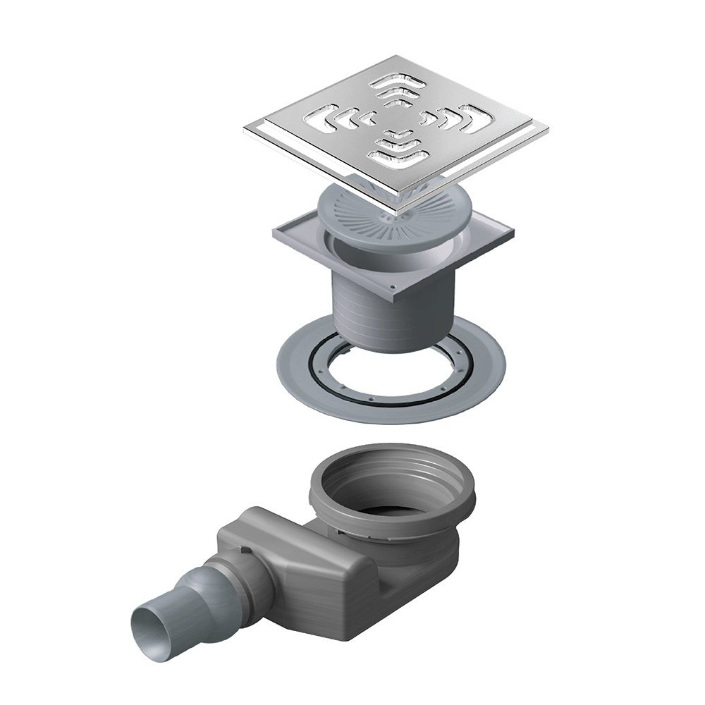 Трап, Pestan, Confluo Standard Square 4 Mask, горизонтальный, DN-50, поворот базы 360°, высота корпуса, мм-76, надставной элемент-есть, высота надставного элемента, мм-71, сифон-есть, S-образный, корпус, сифон - PP, вид затвора-гидрозатвор, пропускная спо