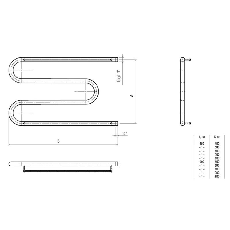 Водяной полотенцесушитель Тругор М 1 П 50x50 с полкой Хром
