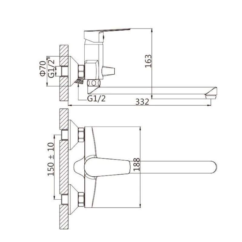 Смеситель для ванны Knotlor KN-13, хром, артикул KN-13