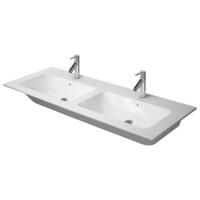 Duravit ME by Starck  Двойная раковина для мебели с перел., с 3 отв. под смес., 1300x490мм, Цвет: Белый
