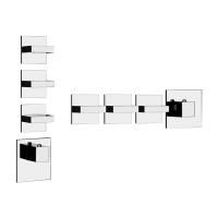 Gessi Rettangolo Встраиваемый термостат, подключение на 3/4”, с 3мя независимыми выходами(внешние части), цвет: хром