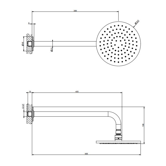 GESSI INCISO Душевая головка настенная, шарнирная на 1/2”,  Ø200мм, цвет: золото