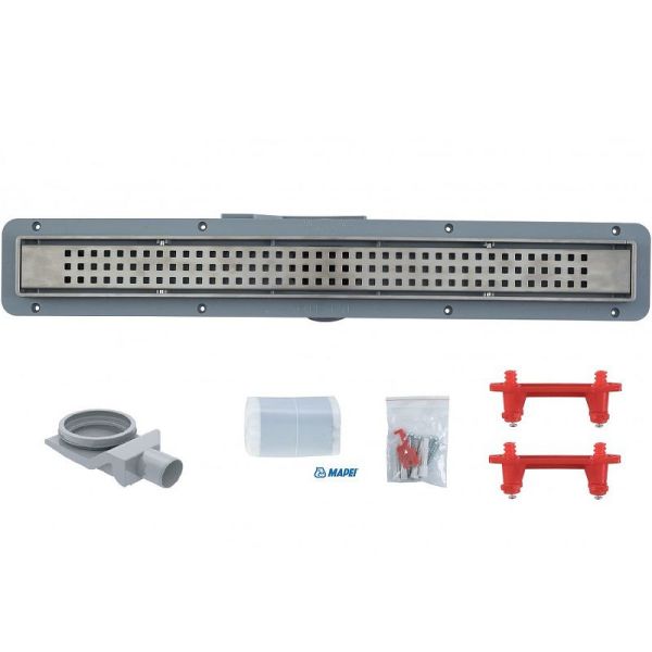 Душевой лоток, Bettoserb, Net Line, ширина, мм-120, длина, мм-650, высота, мм-105, монтаж-в пол, пропускная способность, л/сек-0,8, выход Ø50 мм, поворот базы 360, сифон-есть, материал сифона-полипропилен, опоры-есть, декоративная решетка-есть, перфорация