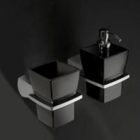 Стакан, Bertocci, Grace, одинарный, ширина, мм-80, глубина, мм-80, высота, мм-110, настольный/настенный, держатель для настенного монтажа-необходимо заказать, материал стакана-керамика, цвет-черный