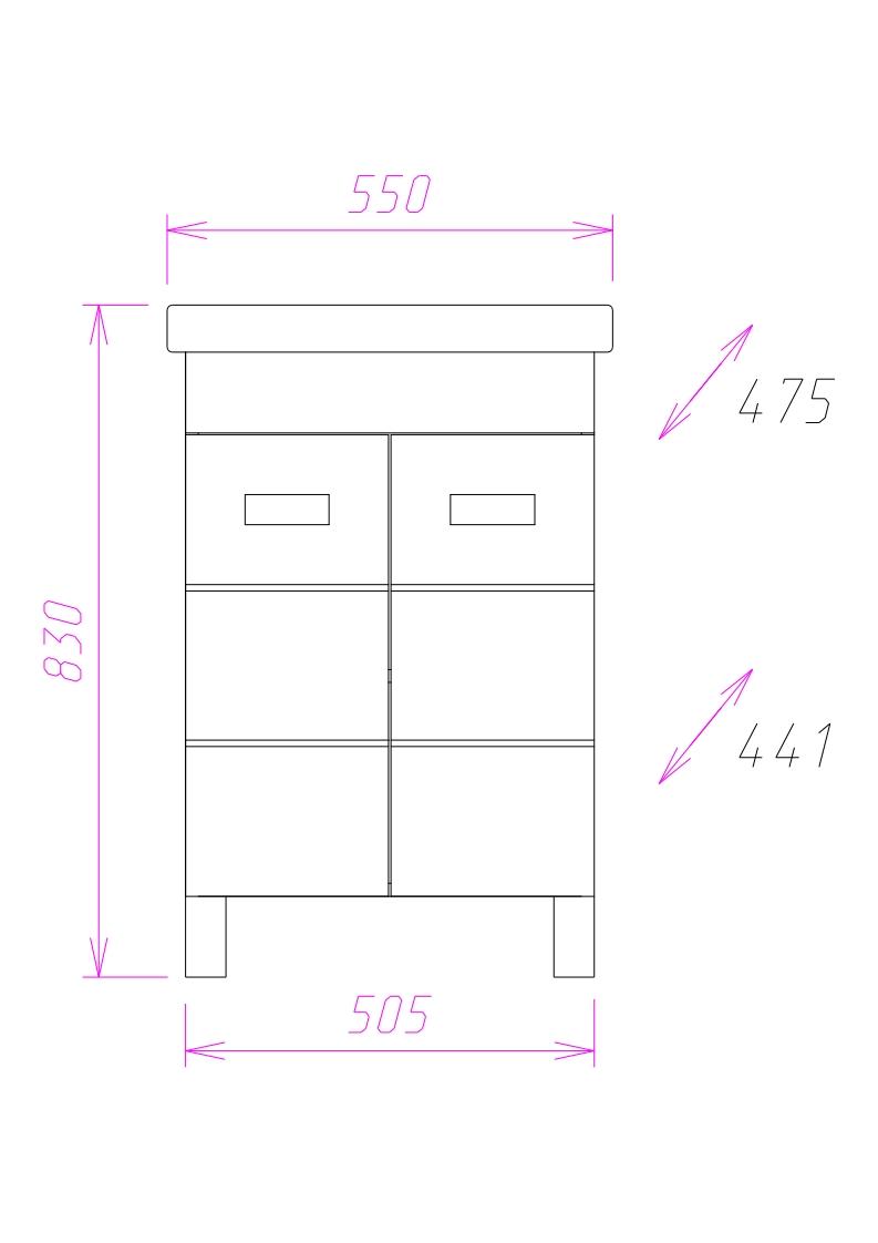 Тумба Onika Балтика-Квадро 55 напольная, белая (ум.Тигода 55)