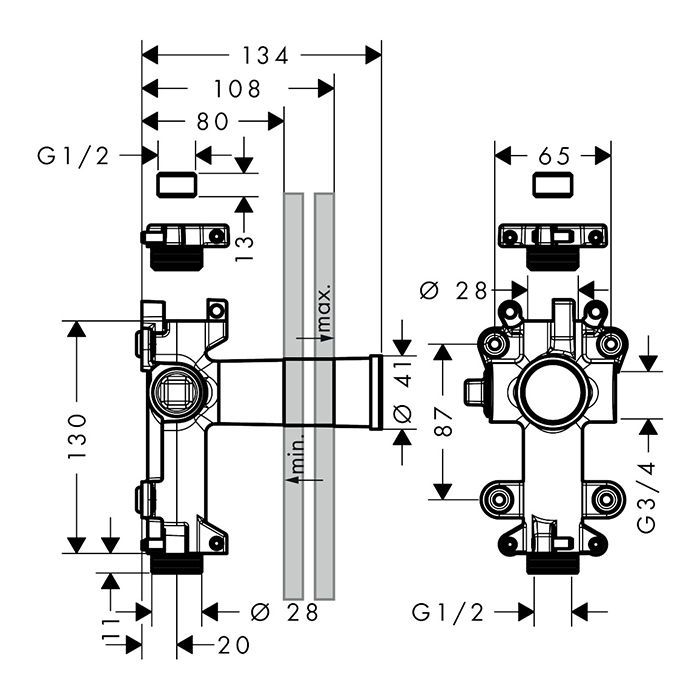 AXOR ONE Встраиваемая часть запорного вентиля AXOR ONE Встраиваемая часть запорного вентиля