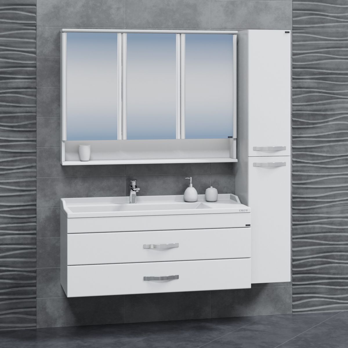 Тумба для умыв. "Виктория 120" NEW  подвес. (ум Сириус 120 литой мрамор)