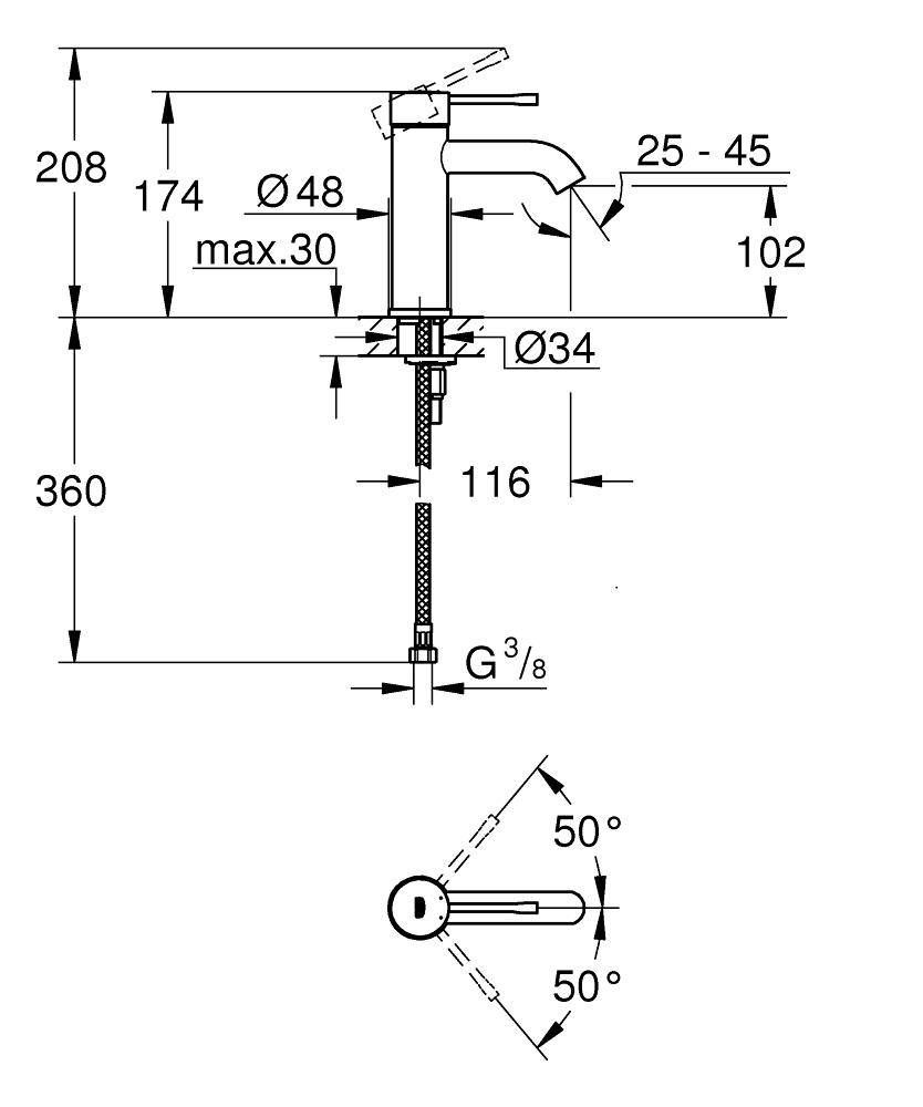 Смеситель для раковины GROHE Essence New, S-size, никель глянец (23590BE1) Смеситель для раковины GROHE Essence New, S-size, никель глянец (23590BE1)
