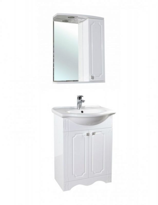 Зеркало со шкафом Bellezza Кантри 55 с подсветкой R Белое