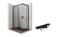 Душевой уголок Ambassador Queen Black 11011205L-ST4, прямоугольный, линейный трап, 120х80