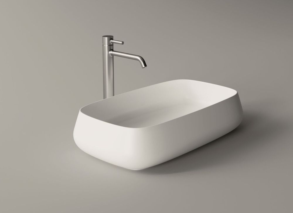 Alice Nur, накладная прямоугольная раковина с закругленными краями 60x35x14h см, цвет белый глянцевый, артикул 33250101