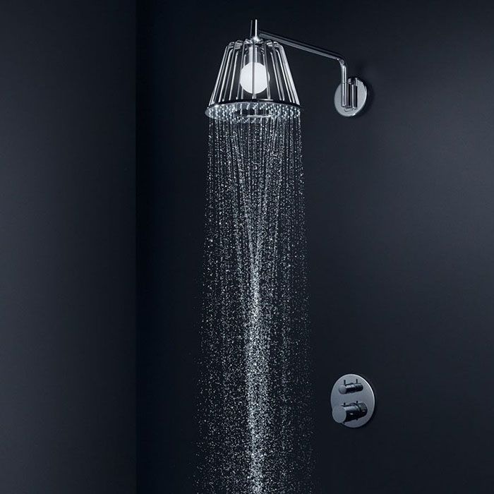 AX LampShower Верхний душ, Ø 275мм, 1jet, с настенным держателем, с подсветкой, дизайн Nendo, цвет: хром AX LampShower Верхний душ, Ø 275мм, 1jet, с настенным держателем, с подсветкой, дизайн Nendo, цвет: хром
