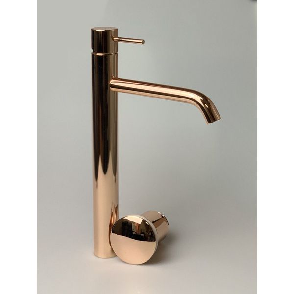 Daniel Tokyo, высокий однорычажный смеситель для раковины с донным клапаном click-clack, цвет розовое золото