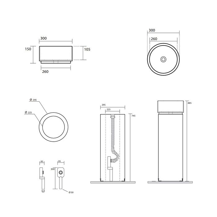 Kerasan  Oke Пьедестал для раковины 5540,слив в пол с креплением WB5N, цвет: nocciola matte