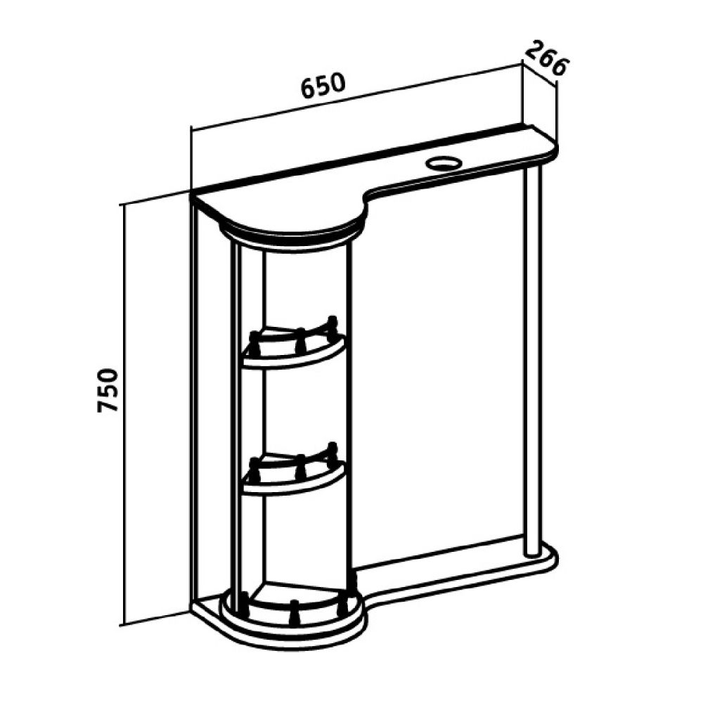 Зеркальный шкаф Runo  Секрет 65 (00000000580), артикул 00000000580