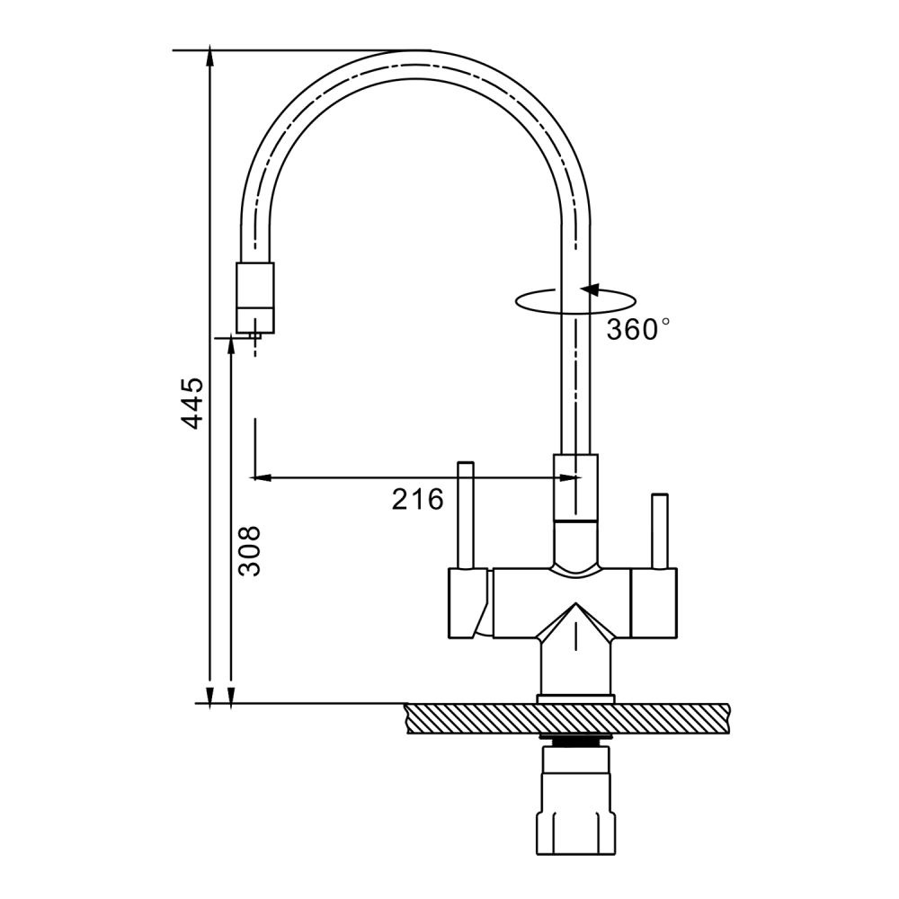 Смеситель для кухни с подключением фильтра Splenka S70.64.09, графит