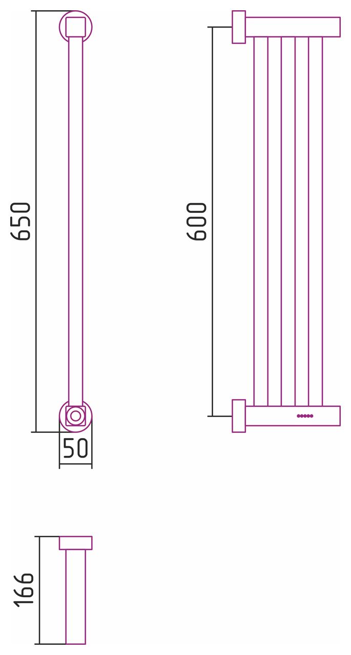 Полотенцесушитель электрический "ХОРДА 4.0" 600х166 (Тёмный титан муар)