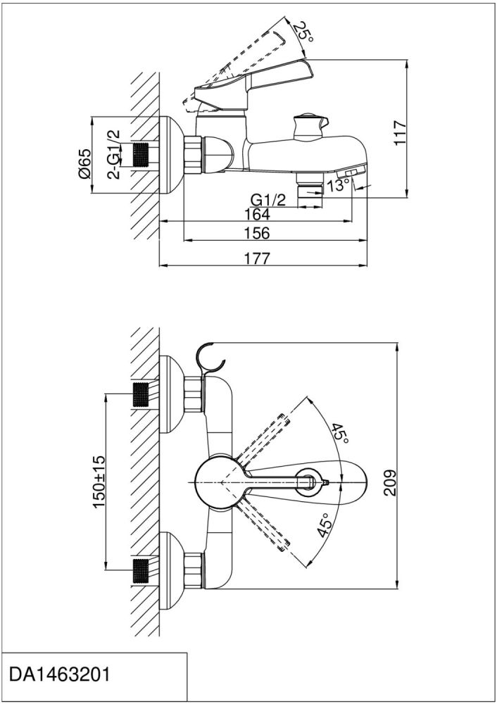 Смеситель для ванны DK Rhein Schiller (DA1463201), артикул DA1463201