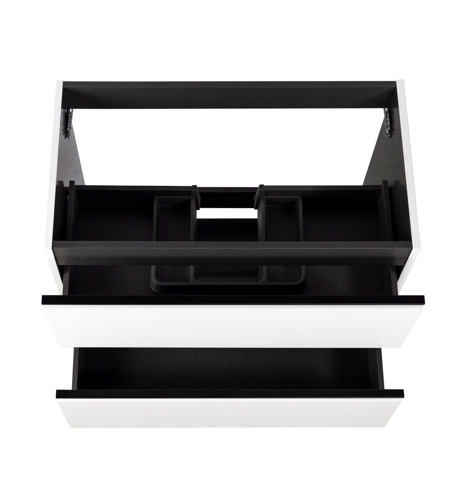 Visobath Granada, тумба 60 см, 2 ящика c черными ручками, цвет белый матовый лак (B-Ada), артикул 87513/87599