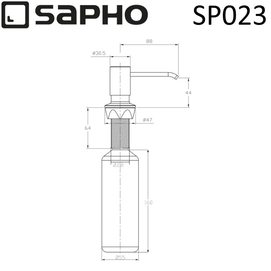 Диспенсер SIMPLE LINE для мыла и моющего средства, встраиваемый, 350 мл, хром, Sapho Диспенсер SIMPLE LINE для мыла и моющего средства, встраиваемый, 350 мл, хром, Sapho