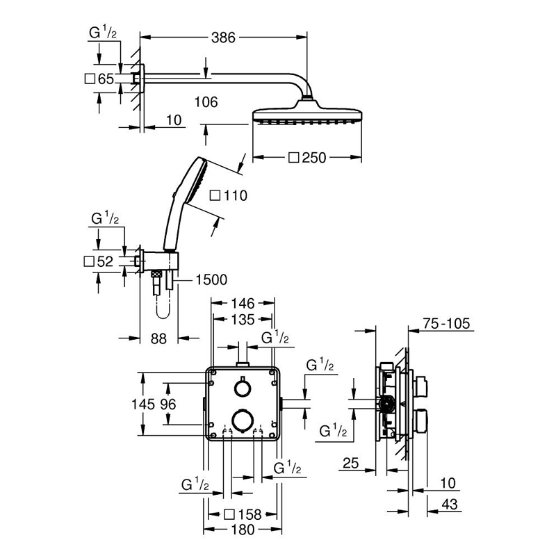 Душевая система Precision Thermostat 348822430 Душевая система Precision Thermostat 348822430