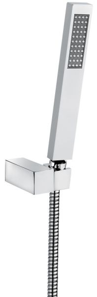 Emmevi, набор ручного душа 111: прямоугольная лейка, шланг 150 см и держатель лейки (все детали из латуни), цвет хром