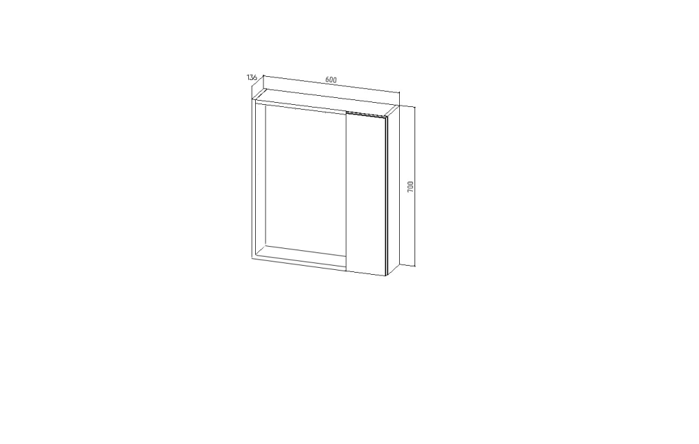 Зеркальный шкаф VIANT "Берлин" 60 правый/левый без света цемент 136х600х700 (VBER60C-ZSH), артикул VBER60C-ZSH