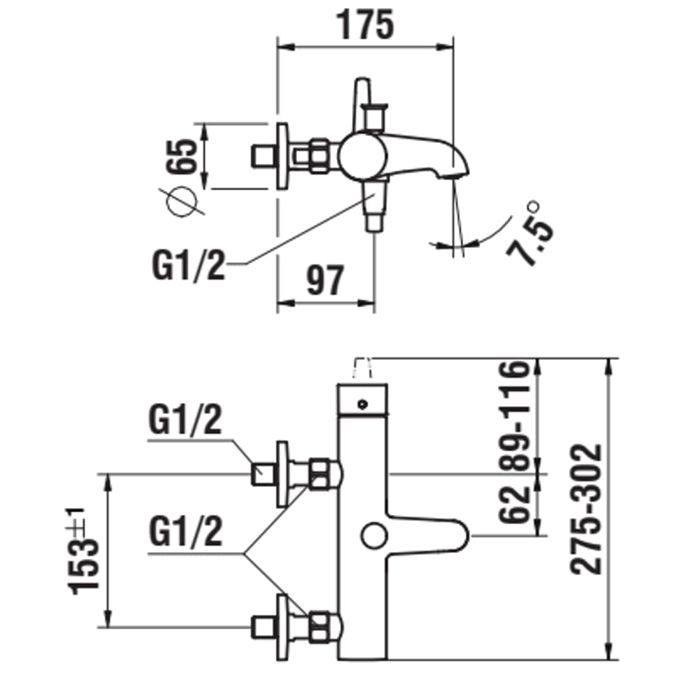 Смеситель для ванны и душа, Laufen, Val, тип открывания воды-однорычажный, тип регулирования воды-керамический картридж, монтаж-настенный, отверстия для монтажа-2, вынос излива, мм-175, тип излива-неподвижный, без аксессуаров, цвет-хром, артикул 3.2138.7.004.400.1