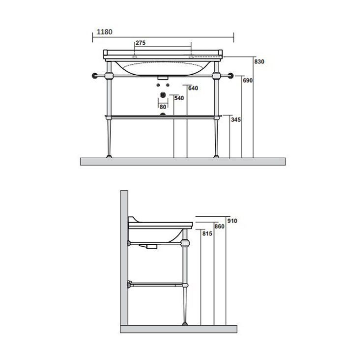 Kerasan Waldorf Раковина керамическая 100х55см, c 1 отверстием под смеситель, белая, цвет заглушки - хром, артикул 4142K1bi/cr*1