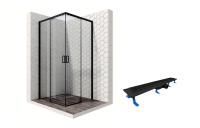 Душевой уголок Ambassador Queen Black 11011204-ST9, квадратный, линейный трап, 100х100