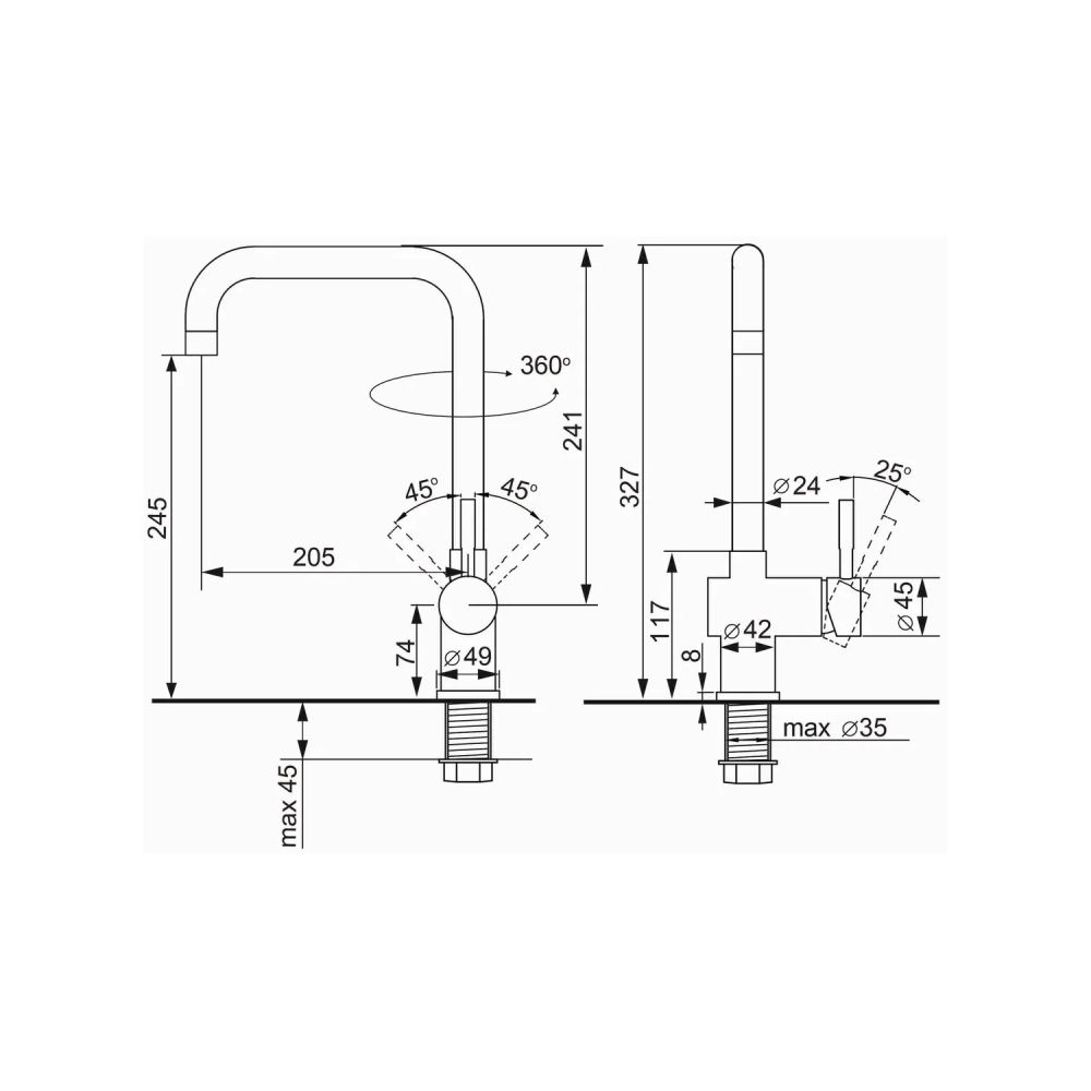 Смеситель для кухни Ulgran UQ-023-04, платина