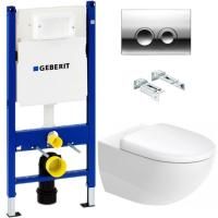 Комплект унитаза Duravit Architec 45720900A1 с инсталляцией Geberit Duofix Delta UP100 458.124.21.1 с сиденьем Микролифт и клавишей смыва Хром