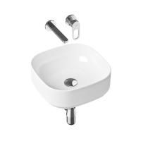 Комплект 4 в 1 Lavinia Boho Bathroom Sink Slim 21510163, накладная фарфоровая раковина 40 см, встраиваемый смеситель со скрытым механизмом, латунный сифон, донный клапан quick-clac