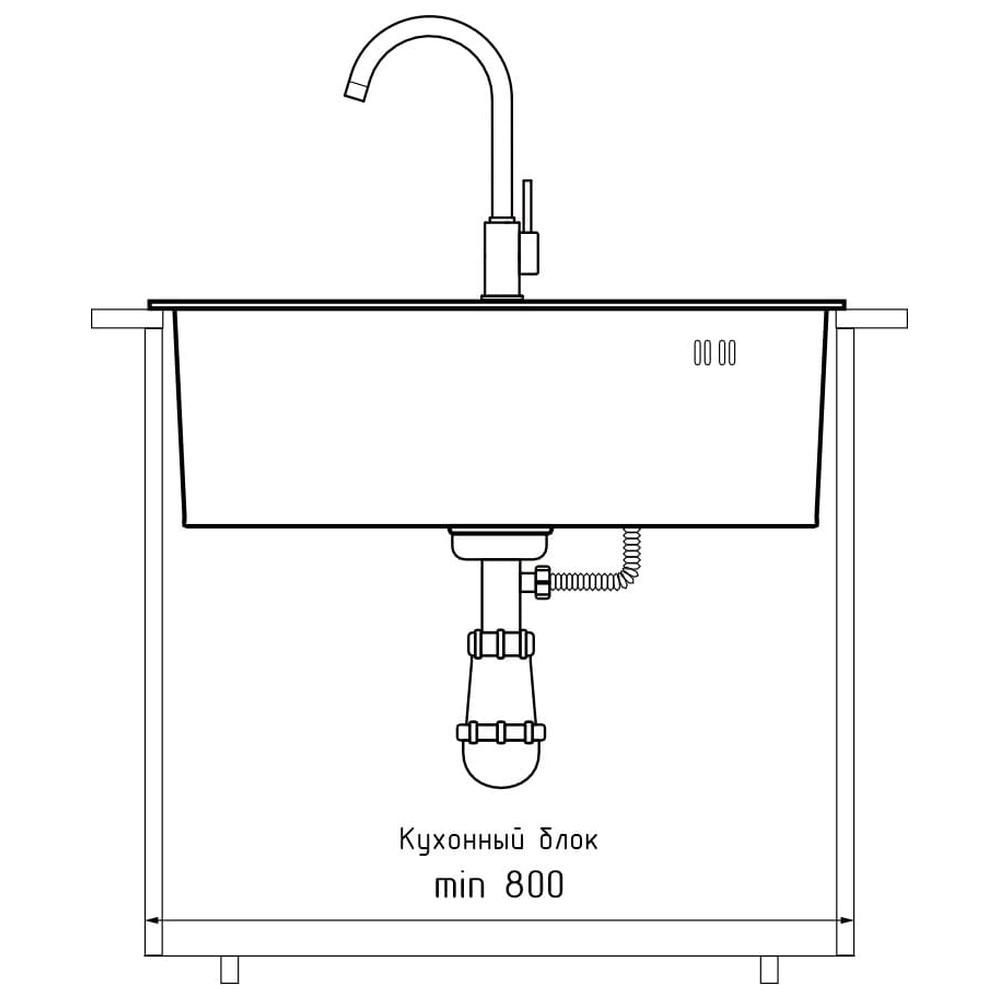 Кухонная мойка GranFest 6045, графит, артикул 6045 PVD графит