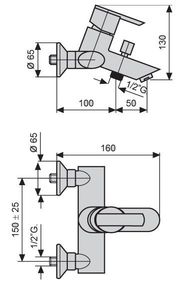 Emmevi Elly, однорычажный смеситель для ванны, без набора для душа, цвет хром, артикул 41001/CR