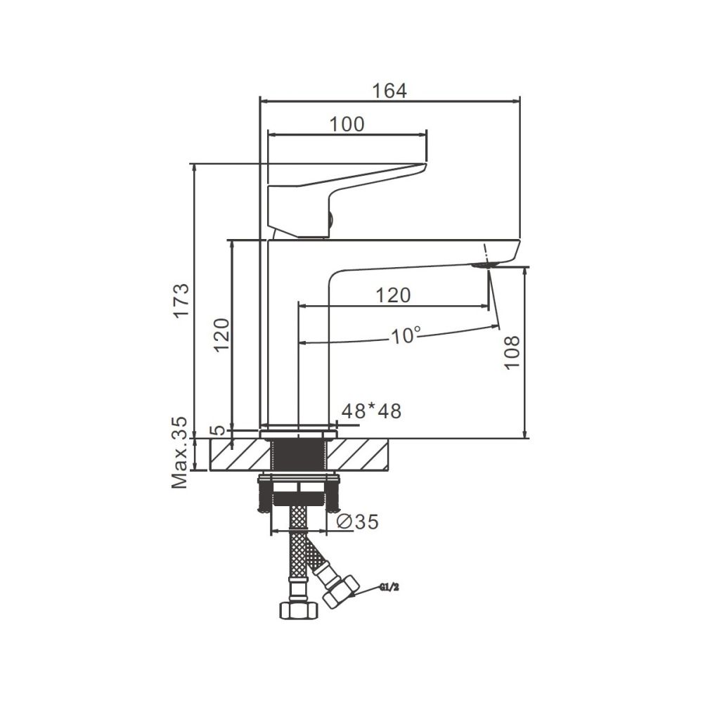 Смеситель для раковины BELZ B10715-3, оружейная сталь