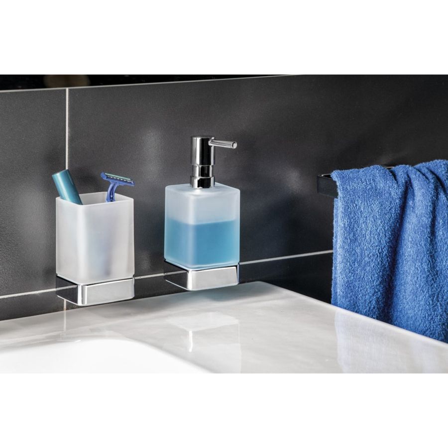 Одинарный стеклянный стакан EVEREST для зубных щёток с держателем, хром, Sapho