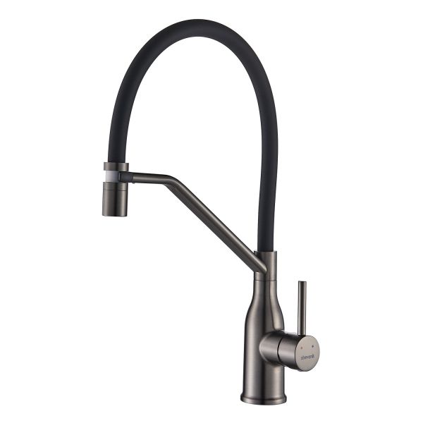 Смеситель для кухни с гибким изливом Shevanik S343T-3, оружейная сталь