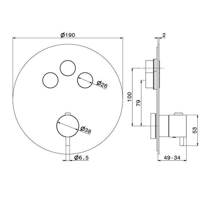 Newform X-STEEL 316 Наружная часть для термостатического смесителя, на 3 источника, переключение - кнопки (для 27752) цвет: PVD Brushed gun metal
