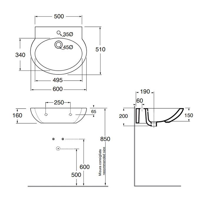 AZZURRA FAST Раковина 60X51XH19 cm, c 1 отв под смеситель, цвет белый AZZURRA FAST Раковина 60X51XH19 cm, c 1 отв под смеситель, цвет белый