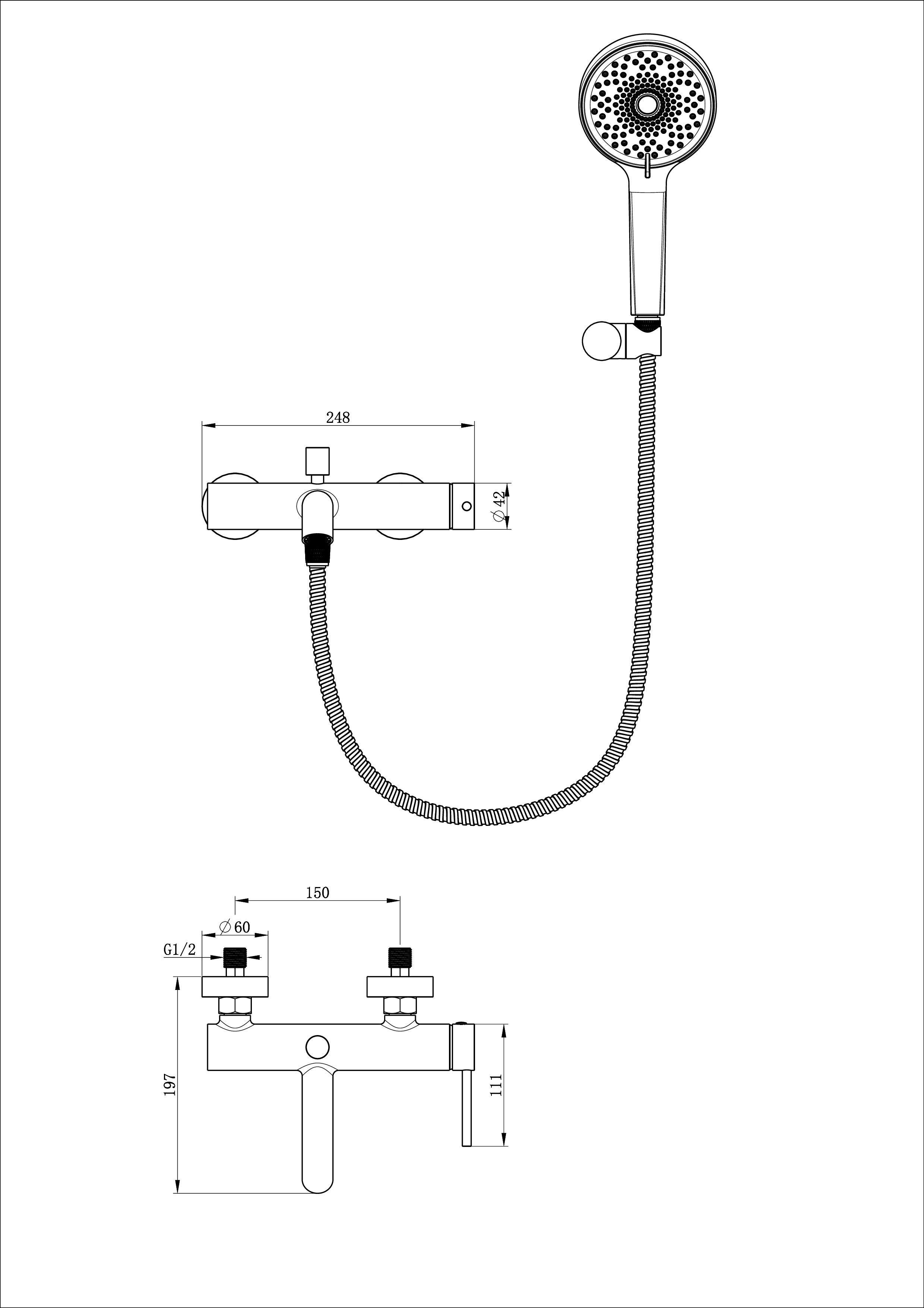 Смеситель для ванны с душем WONZON & WOGHAND STICK, Хром (WW-88639017-CR) Смеситель для ванны с душем WONZON & WOGHAND STICK, Хром (WW-88639017-CR)